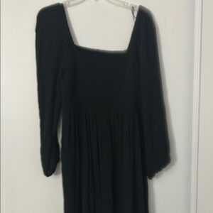 Smocked Black Long Sleeve Dress